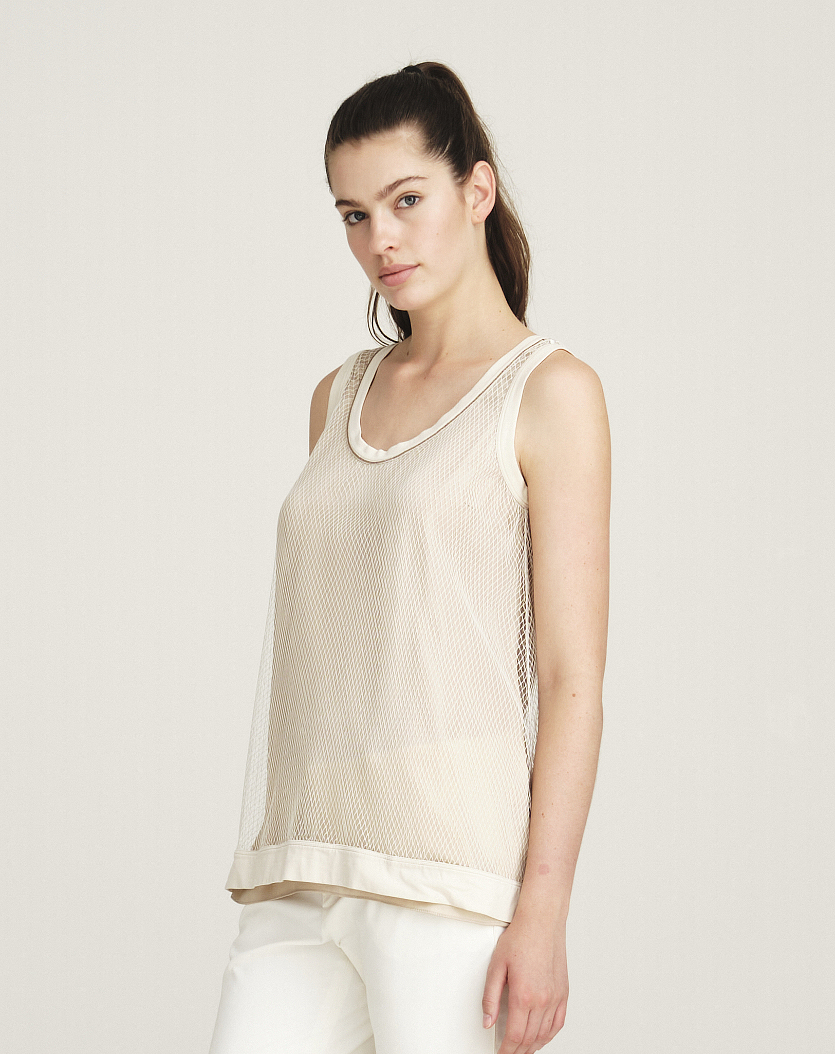 Brunello Cucinelli - Beige & Ivory Filet Tank Top M SIZE